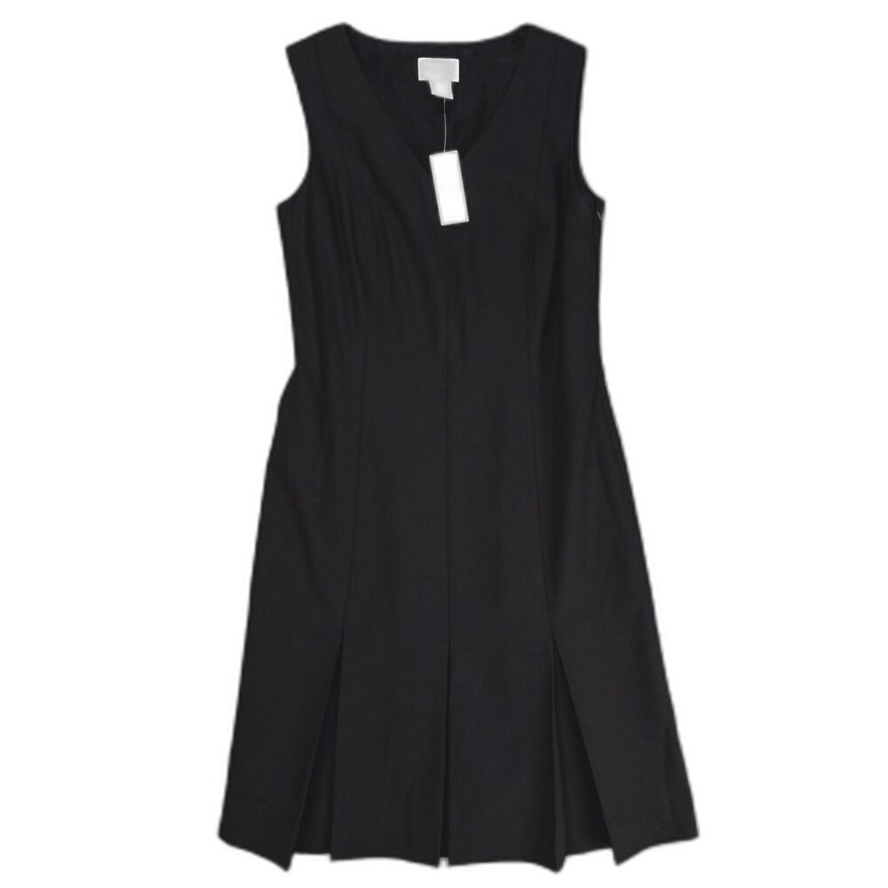 Ann Taylor LOFT Petites Black Wool Blend Dress 4P Sleeveless Pleated NWT